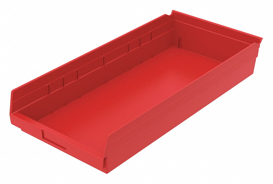 Shelf Bin Red Indstr Grd Poly 4 in