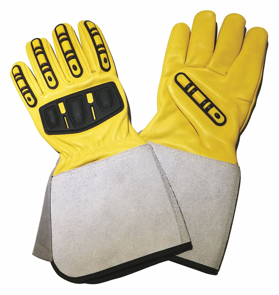 J4945 Gloves Yellow M Gauntlet Fleece PR