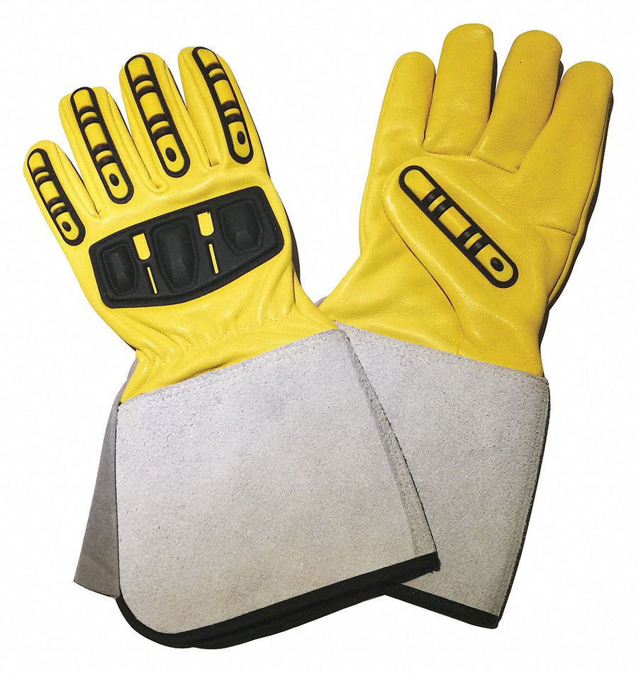 J4945 Gloves Yellow S Gauntlet Fleece PR