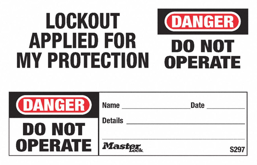 Safety Tag Danger - Do Not Operate PK100