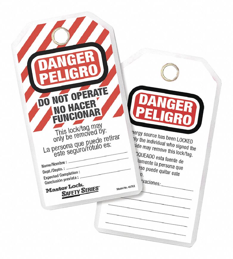 Danger Bilingual Tag 3-1/8 in W PK12