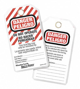 Danger Bilingual Tag 3-1/8 in W PK12