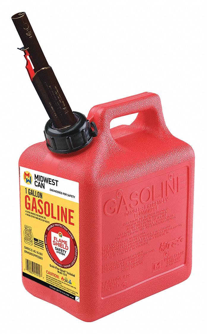 Gas Can 1 gal Self Red HDPE 9-1/2 H