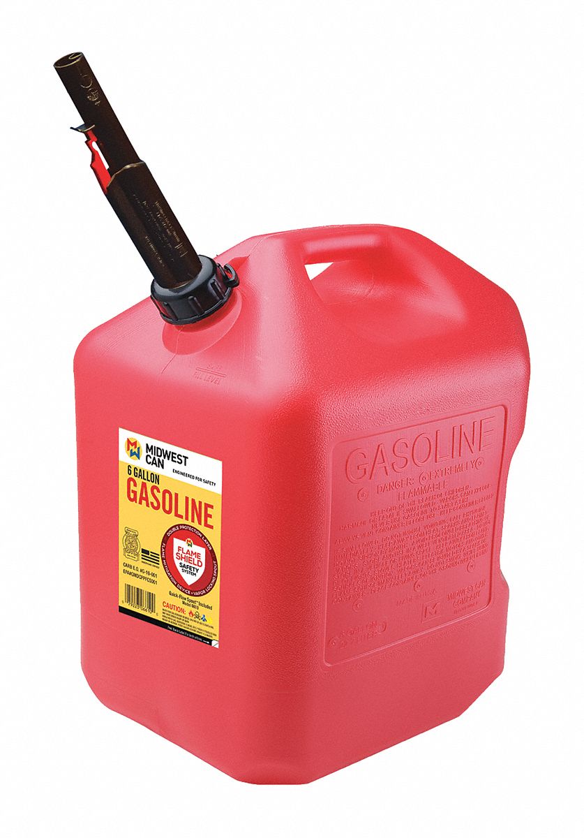 Gas Can 6 gal Self Red HDPE 16-1/16 H