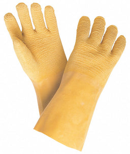 J4449 Chemical Gloves L 12inL Crinkle Latex PR