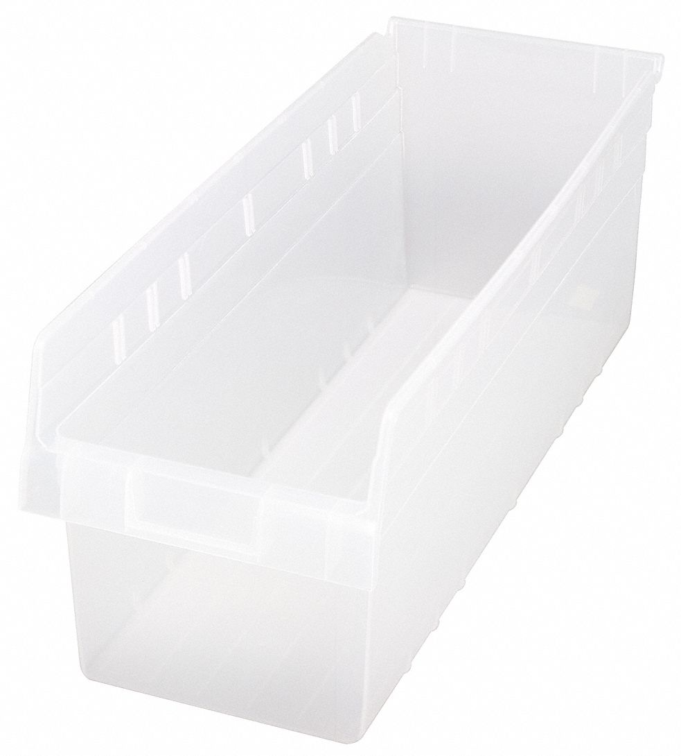 Shelf Bin Clear Polypropylene 8 in
