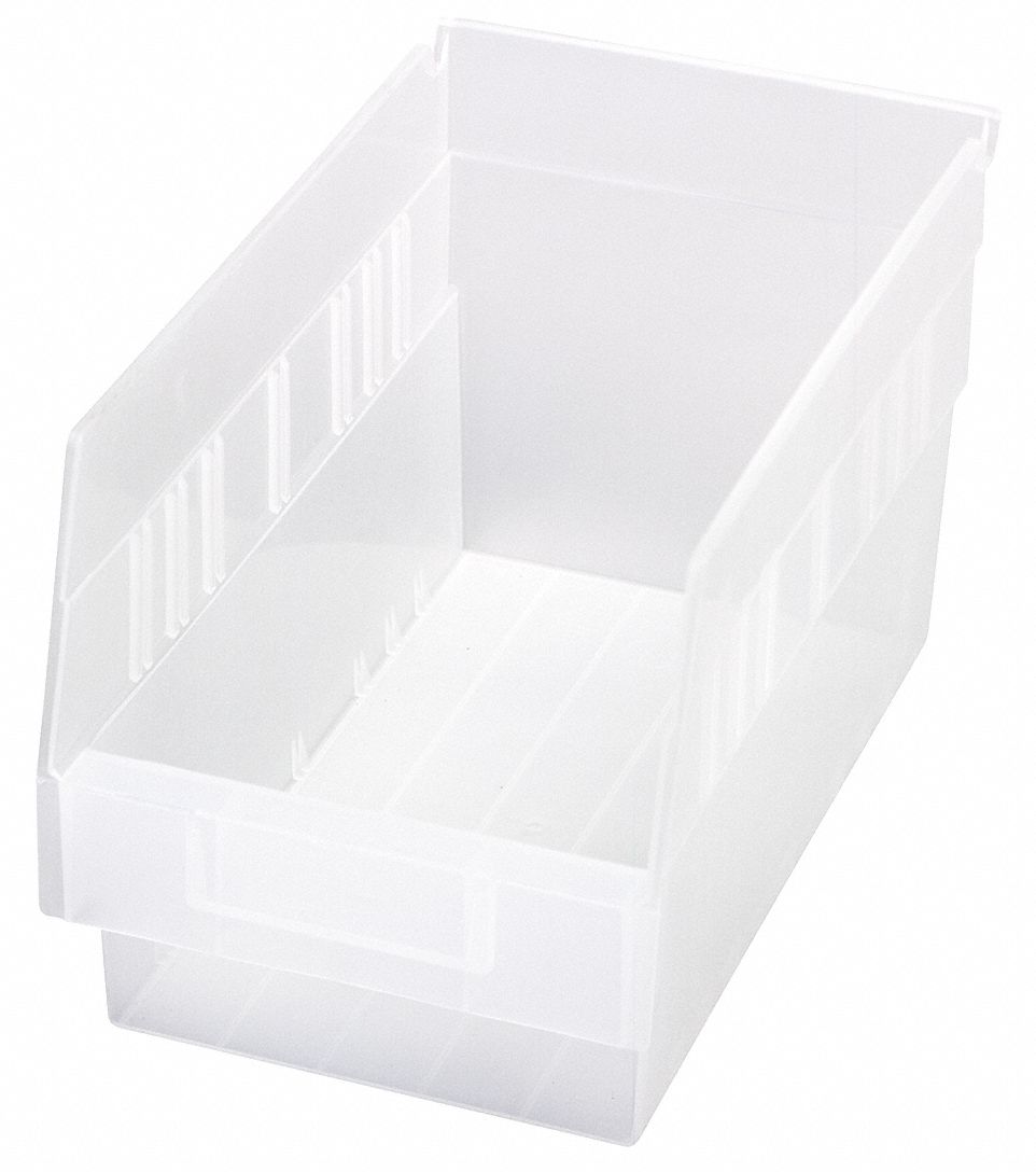 Shelf Bin Clear Polypropylene 6 in