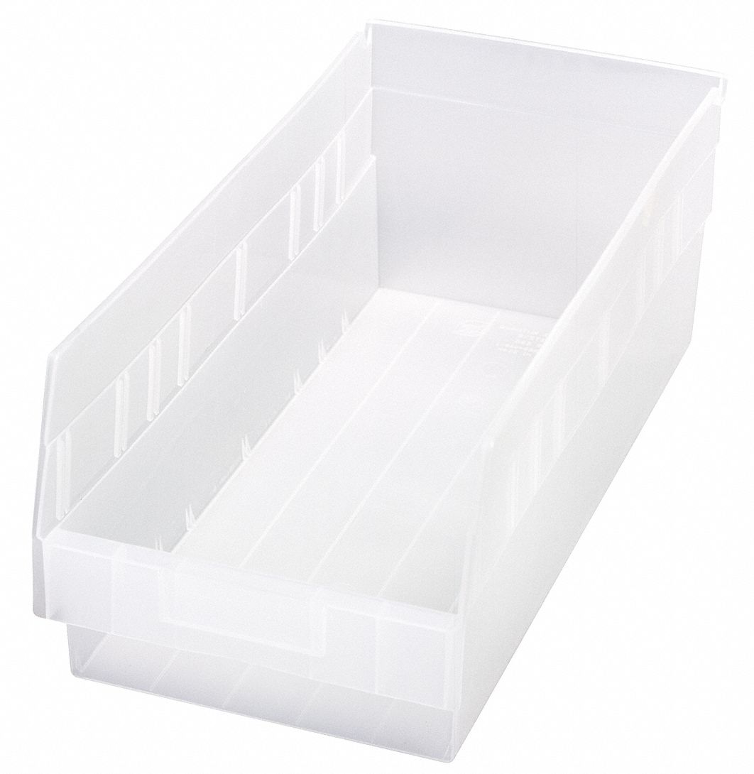 Shelf Bin Clear Polypropylene 6 in