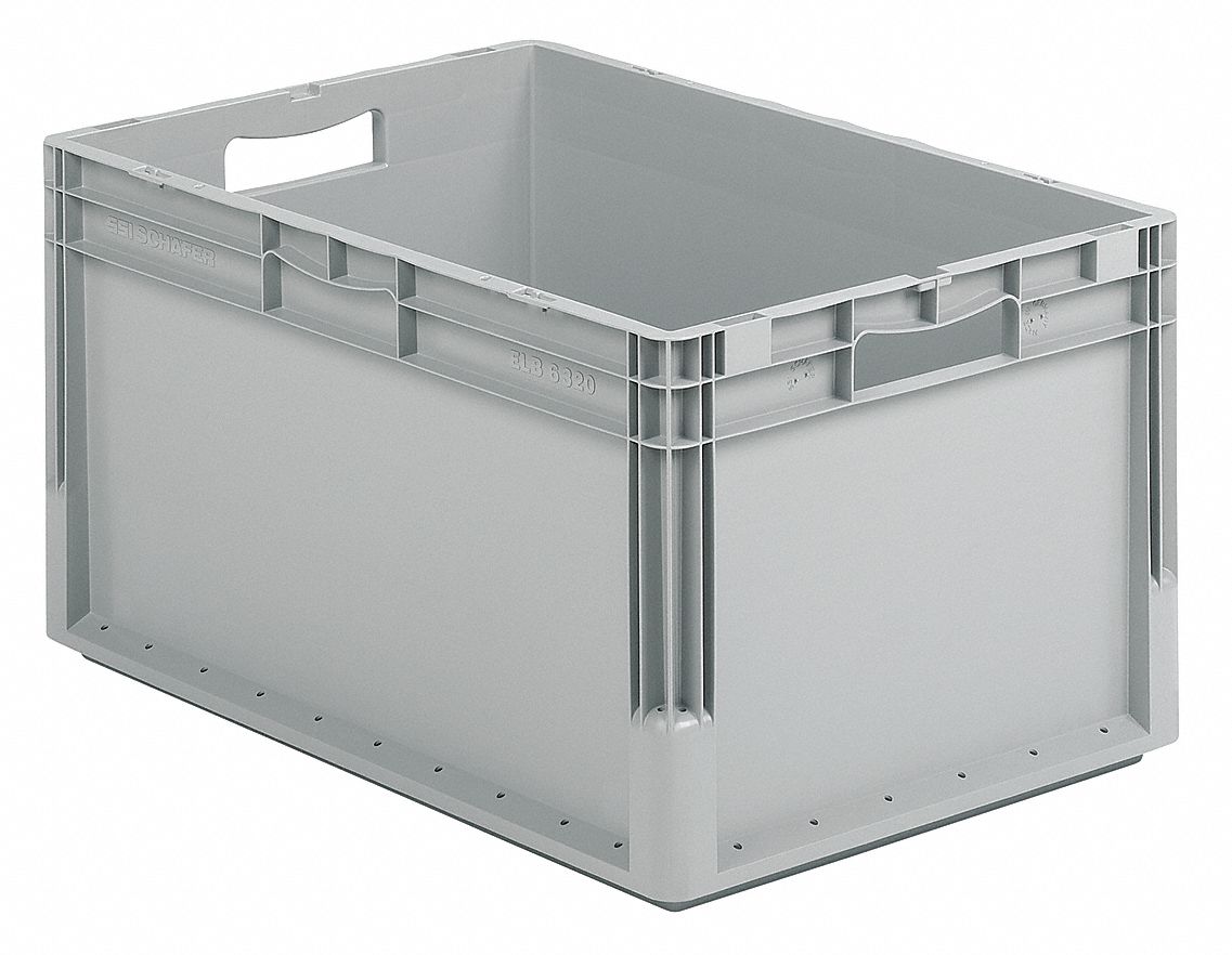 Straight Wall Container Gray Solid HDPE