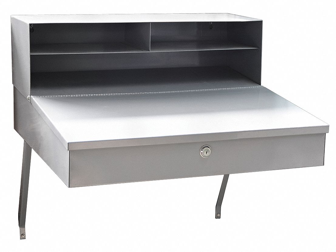 Stationary Wall Mount Desk 11 7/8 H Gray