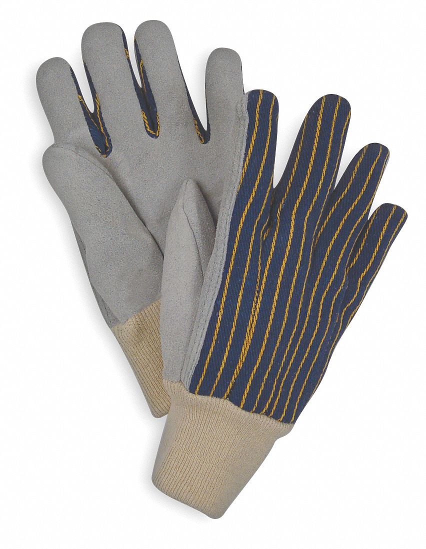 D1569 Leather Gloves Blue/Gray L PR
