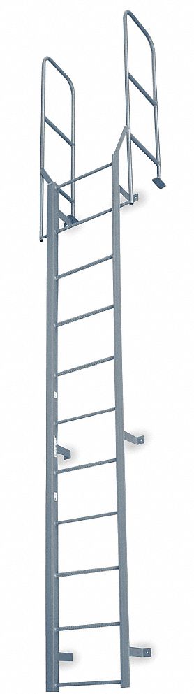 Fixed Ladder WlkThru 18 ft 8 In H Steel
