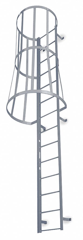 Fixed Ladder w/Safety Cage 12 ft 3in H