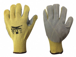 Leather Gloves Gray Yellow S PR
