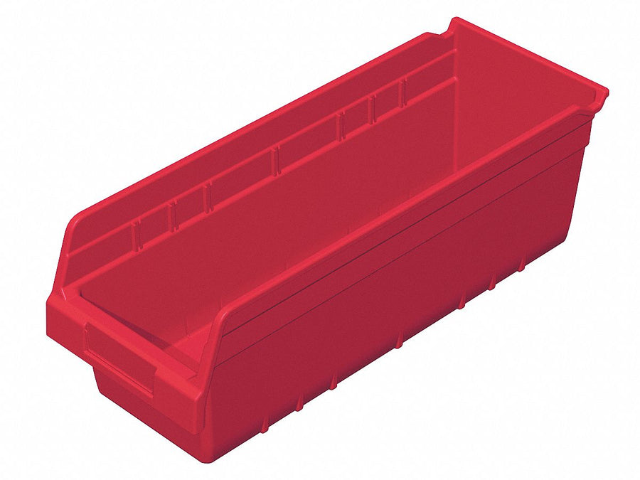D5525 Shelf Bin Red Plastic 6 in