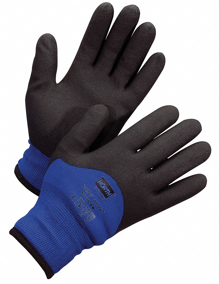 Coated Gloves Foam PVC L Black/Blue PR