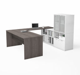 U-Shaped Desk 56.8 in H Bark Grey/White