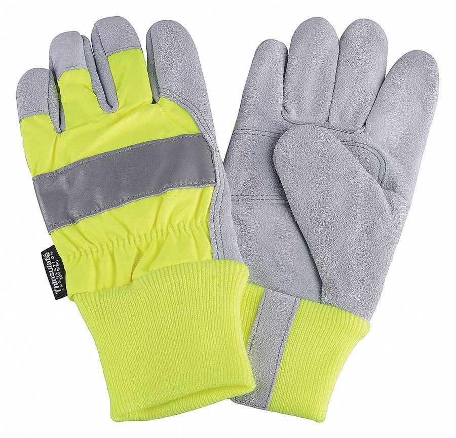 D1695 Leather Palm Gloves Hi-Vis Lime M PR