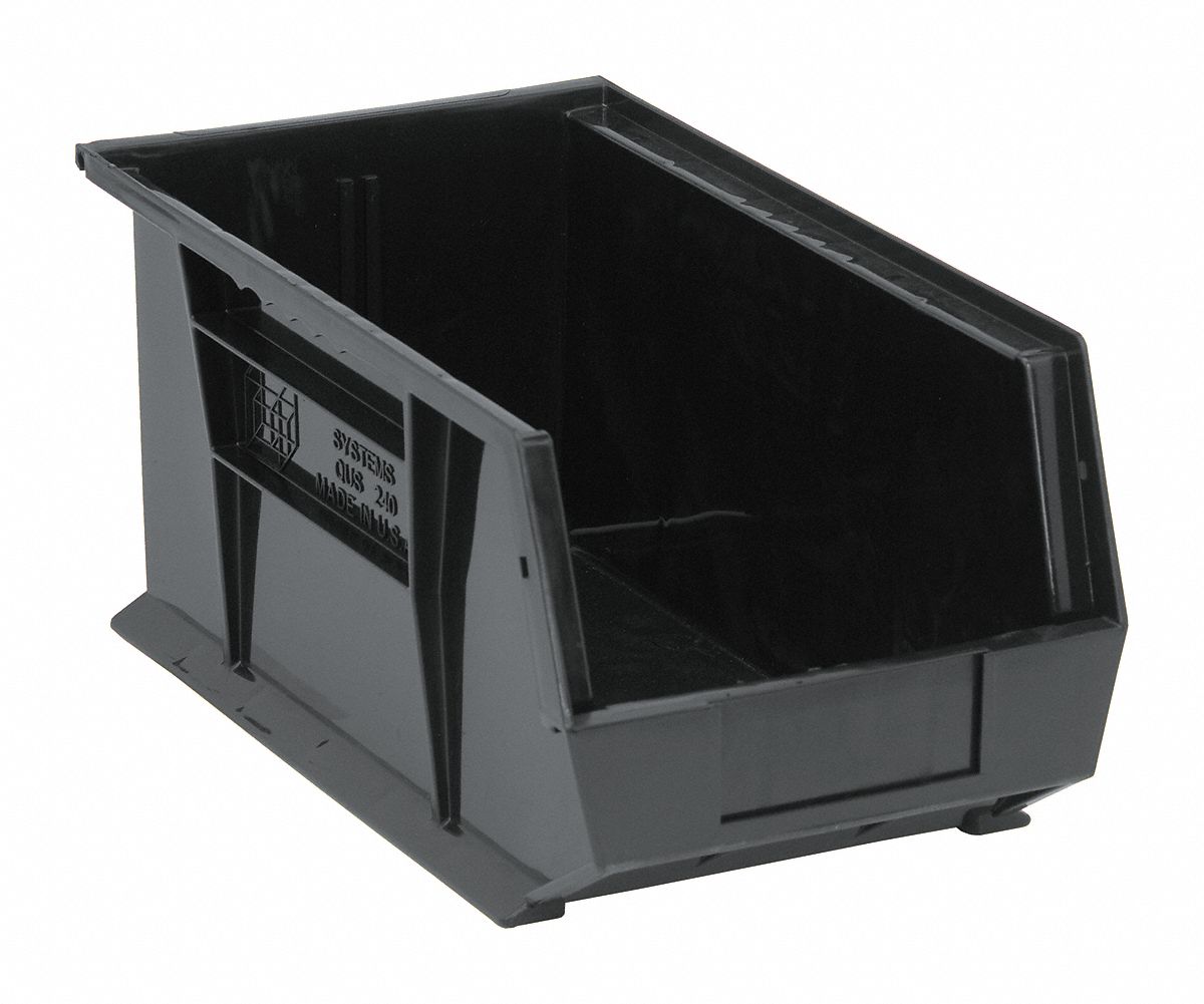 Hang and Stack Bin Black PP 7 in