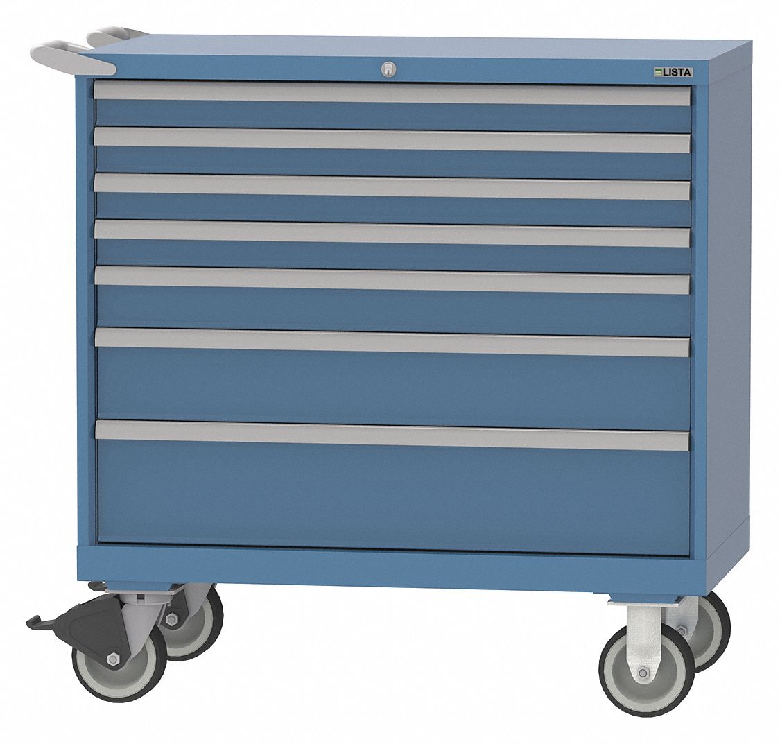 Mod Drwr Cab 43-1/4 H 7 Drwr Bright Blue