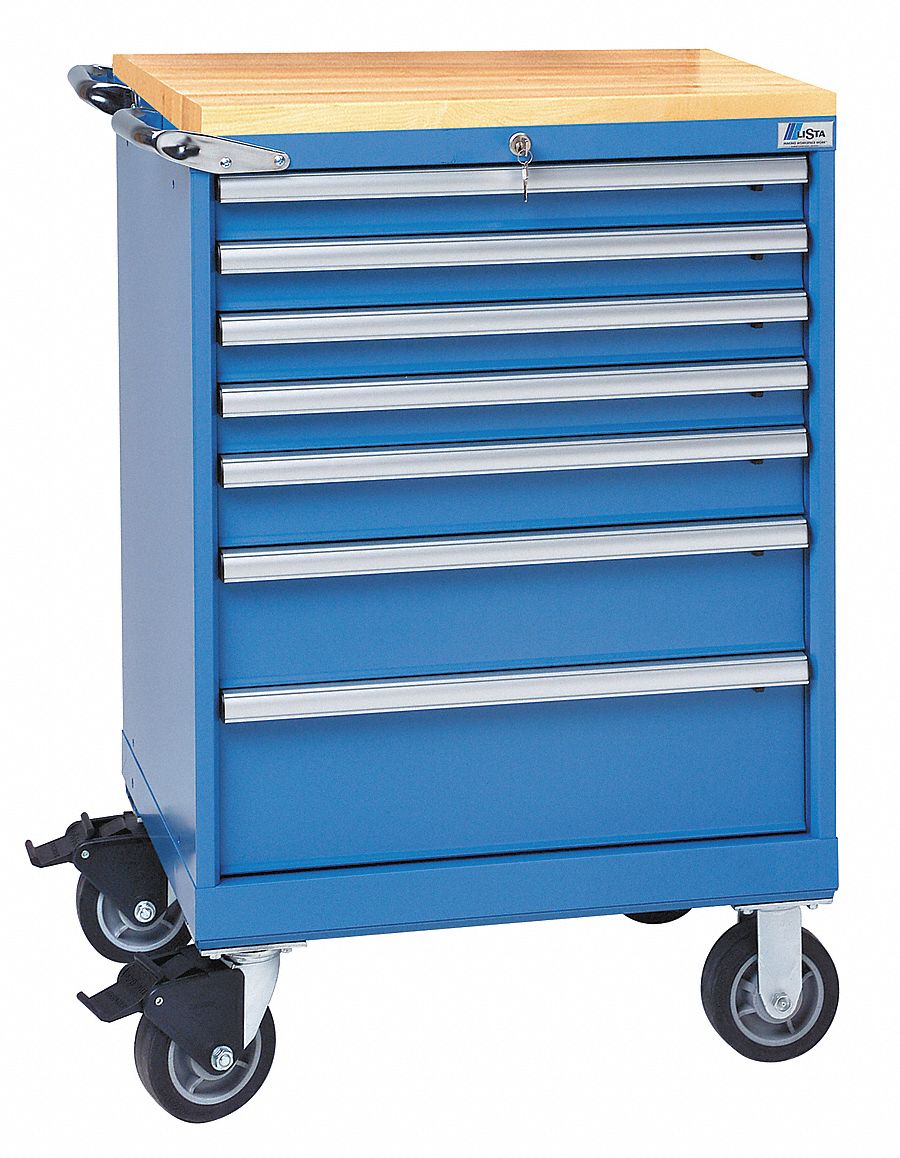 Mod Drwr Cab 43-1/4 H 7 Drwr Bright Blue