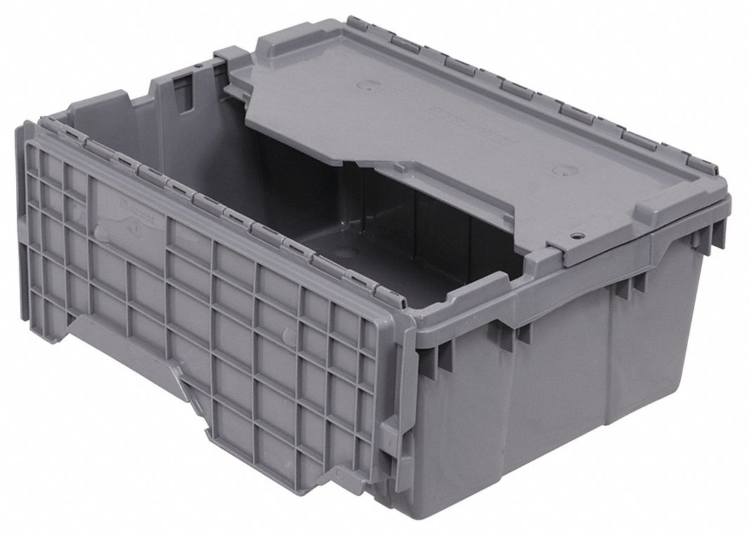 F8960 Attached Lid Ctr Gray Solid Ind Grd Poly