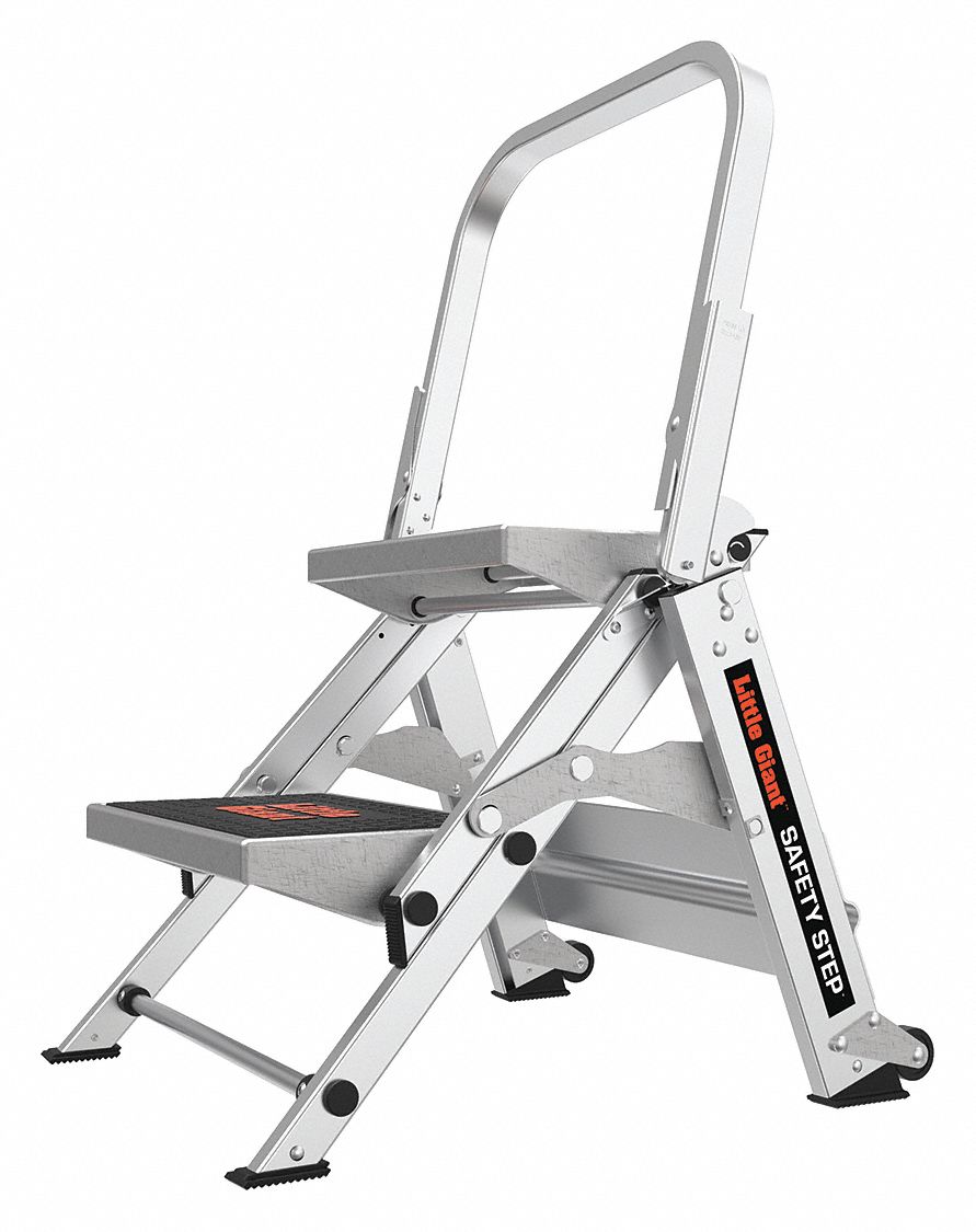 Safety Step Stool Alum 1-1/2ft H 300 lb