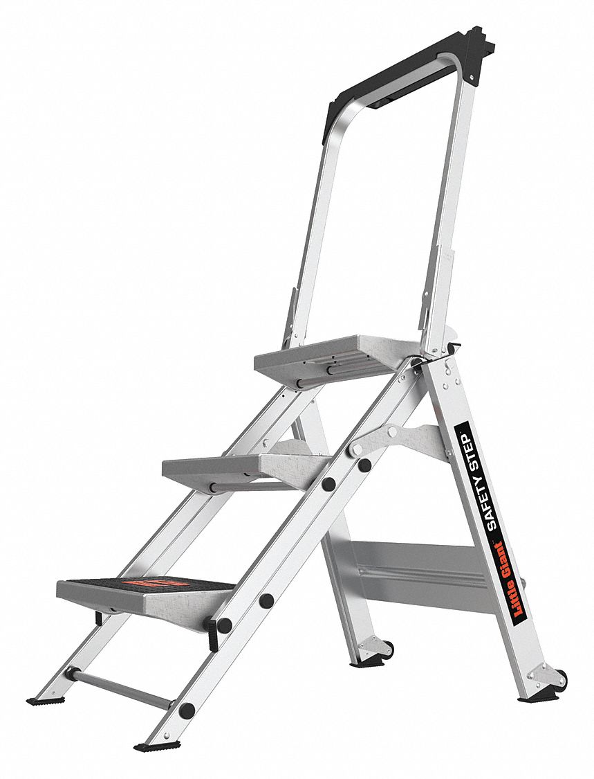 Safety Step Stool Alum 2-1/6ft H 300 lb