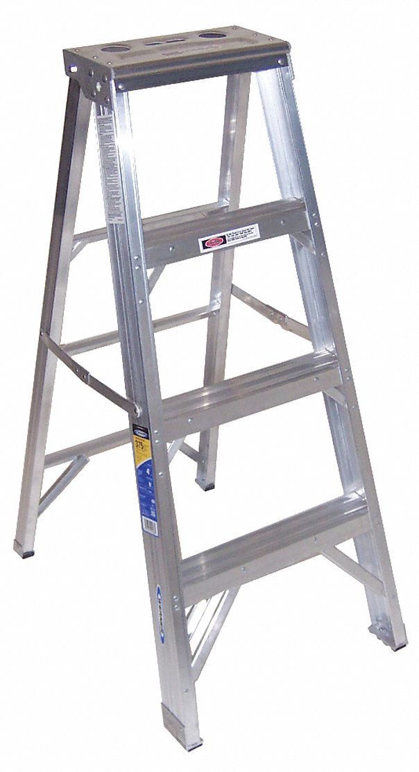 Stepladder Aluminum 4 ft H 375 lb Cap.