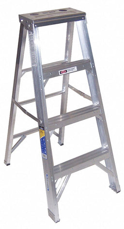 Stepladder Aluminum 4 ft H 375 lb Cap.