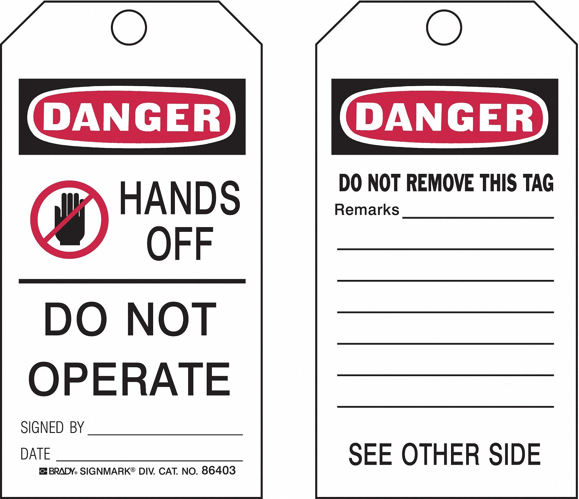 Danger Tag 5-3/4 x 3 In ISO 9001 PK25