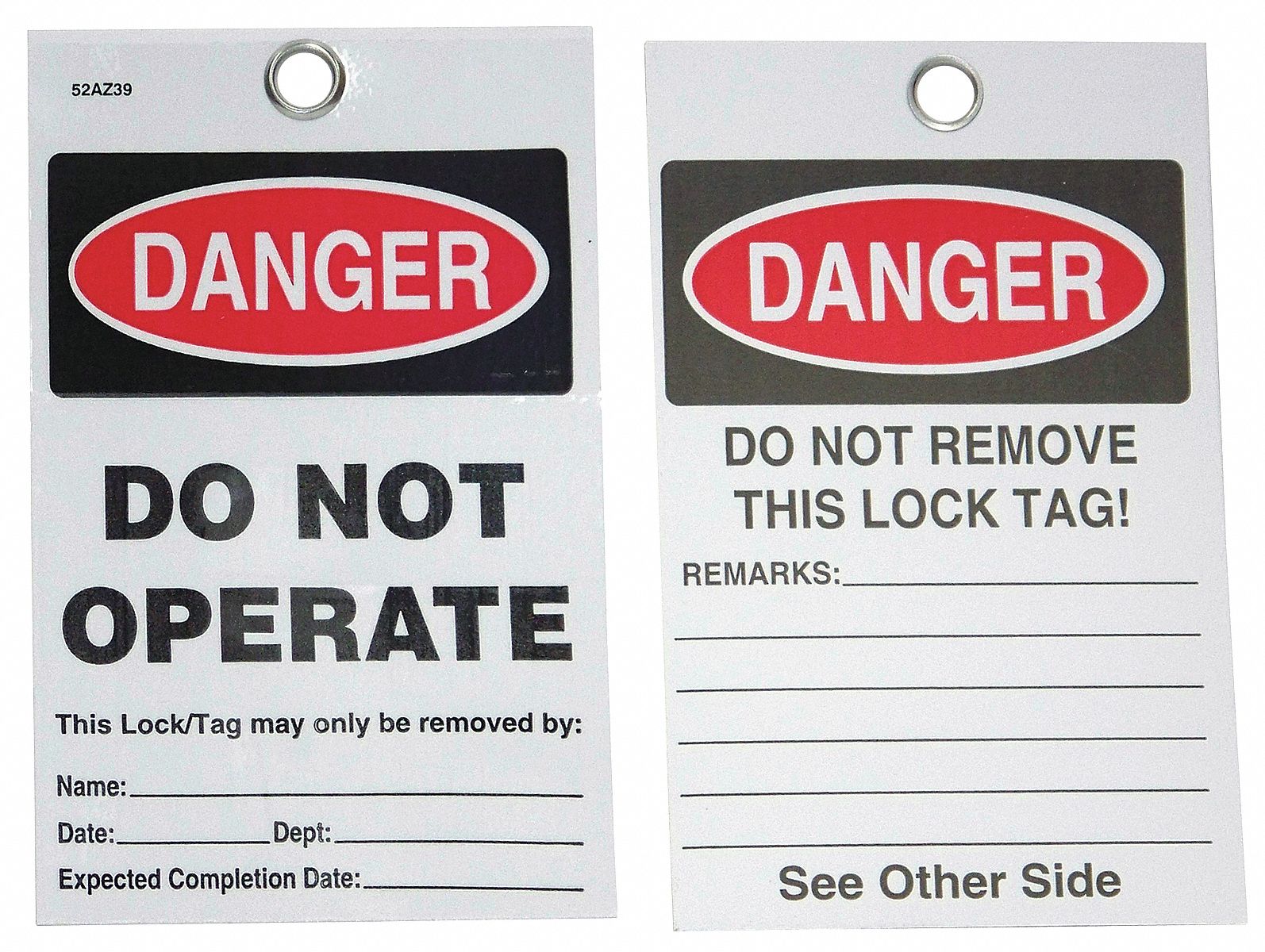 Self-Laminating Danger Tag 5in H PK25