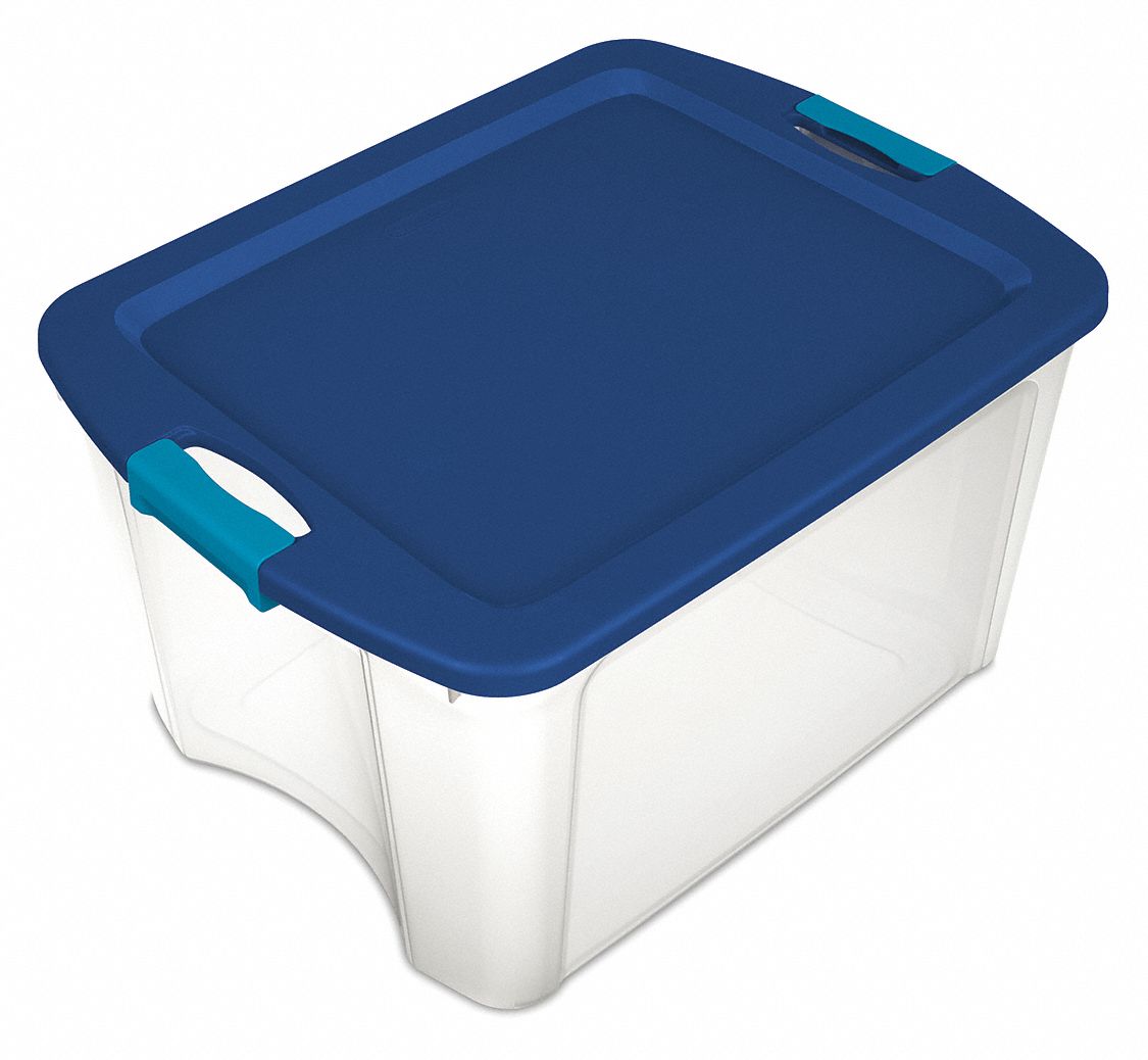 Storage Tote Clear/Blue Polypropylene