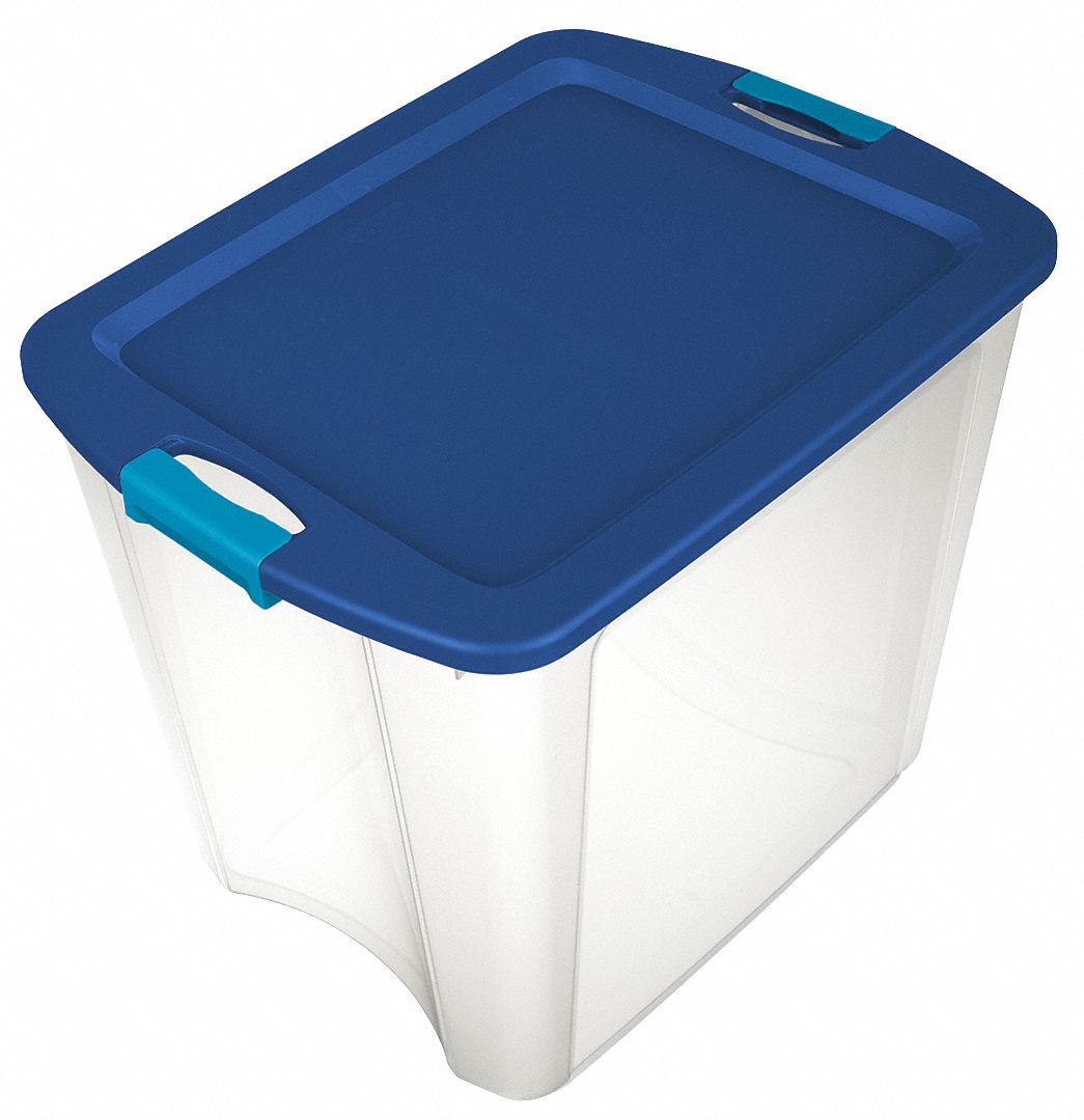 Storage Tote Clear/Blue Polypropylene