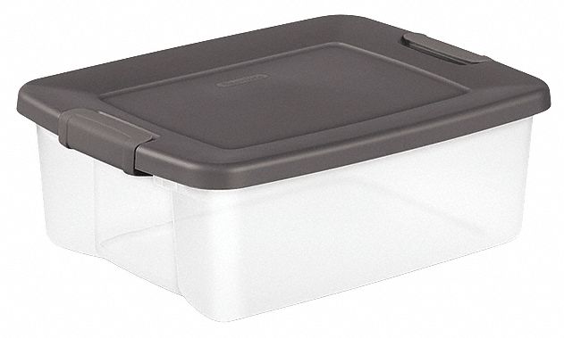 Storage Tote Clear/Gray Polypropylene