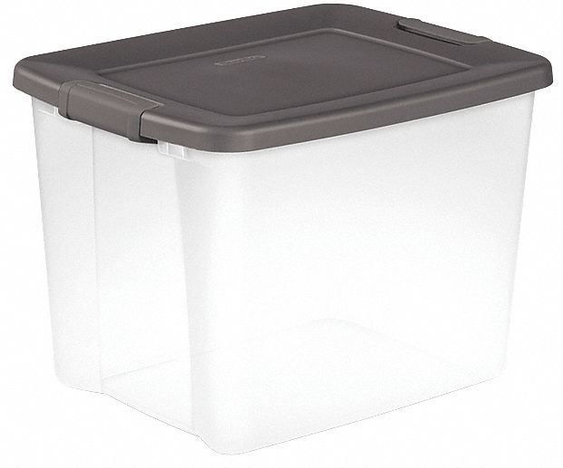 Storage Tote Clear/Gray Polypropylene