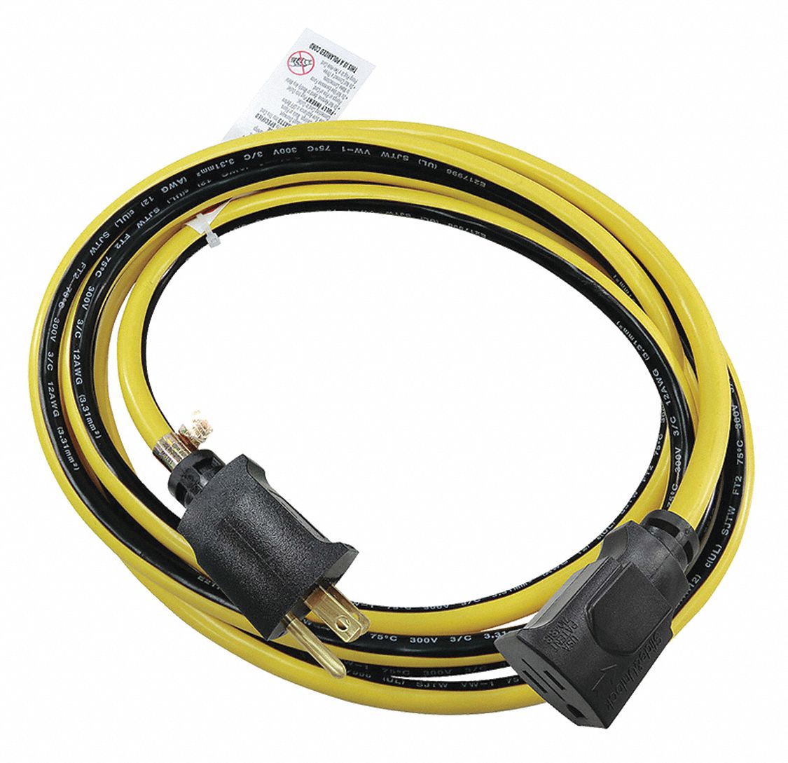 Lock Ext Cord 10ft 12Ga 15A SJTW Yel/Blk