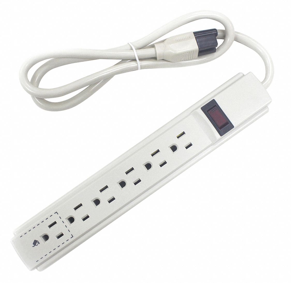 Outlet Strip 6Outlet 15A 11-1/64 L Beige