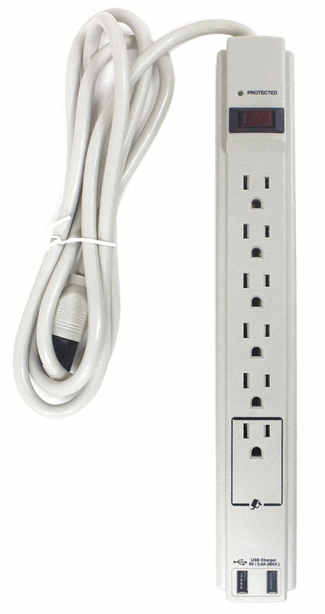 Surge Protector Outlet Strip 6 ft White