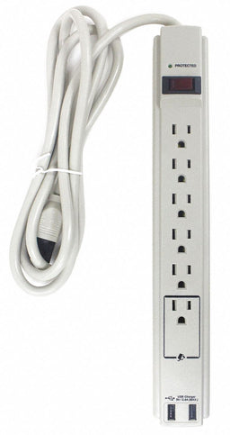 Surge Protector Outlet Strip 6 ft White
