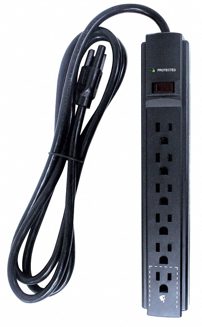 Surge Protector Outlet Strip 6 ft Black
