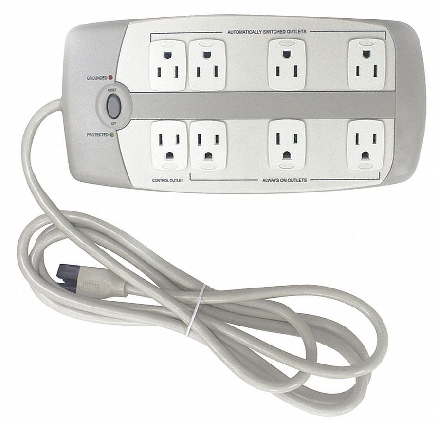 Surge Protector Outlet Strip 8 ft Gray