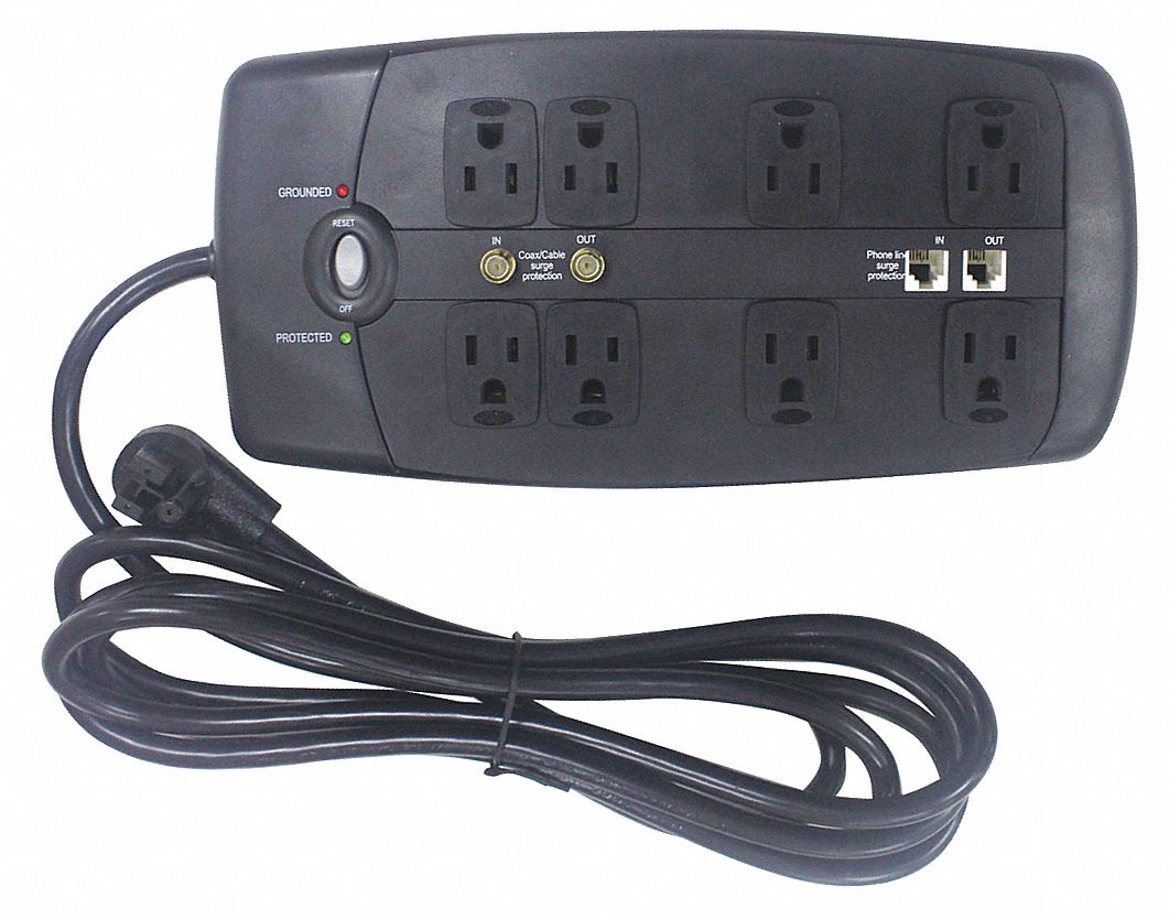 Surge Protector Outlet Strip Black