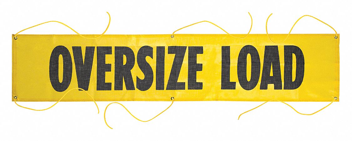 Wide Load Banner Yellow 7 ft H 18 W