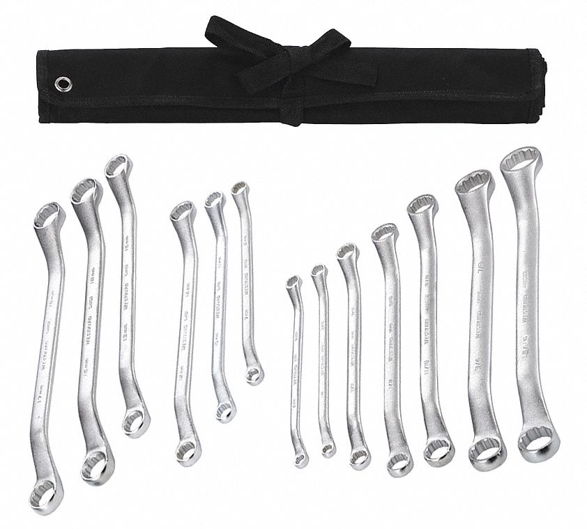 Box End Wrench Set Satin Stndrd SAE/Mtrc