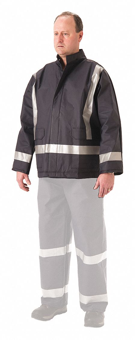 Flame Resistant Rain Jacket PU 2XL Blue