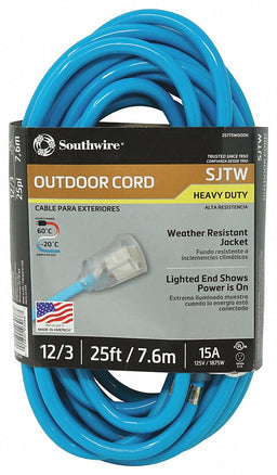 Extension Cord 12 AWG 125VAC 25 ft L