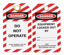 Lockout Tag Black Red/Wht Plastic PK10