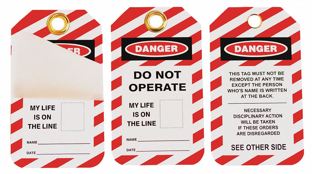 Lockout Tag Black Red/White Vinyl PK10