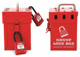 Group Lockout Box Red Steel 7-1/2 H